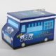 Custom promotional kit shaped like a blue delivery truck for Oikos Greek frozen yogurt