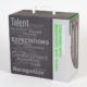 Dark grey, light grey and bright green slip case with inspirational writing on one side of the front and bright green writing on the other