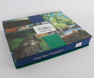 Real estate presentation kit customized with landscape photos on the front