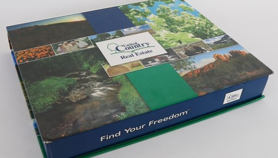 Real estate presentation kit customized with landscape photos on the front