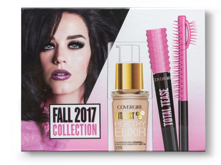 Top lid of customized presentation sales kit for Covergirl makeup, printed with coverup and mascara