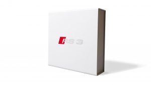 high end white customized welcome kit with RS 3 logo on the front