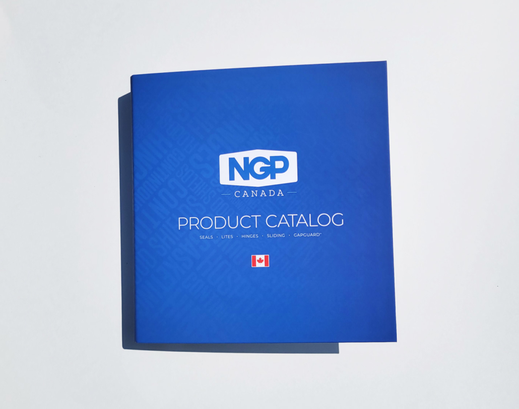 blue custom printed binders for NGP product catalog